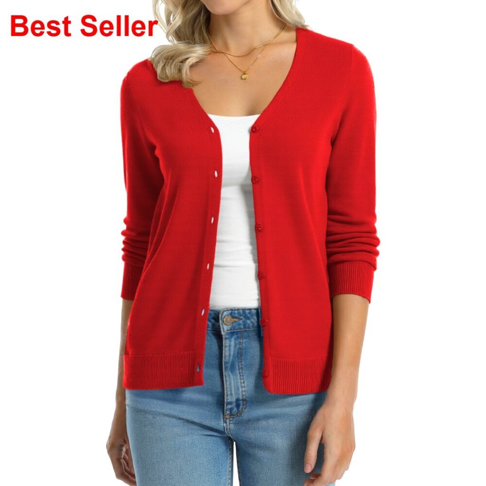 Lightweight Cotton Cardigan Long Sleeve Button Down Sweater Regular Fit